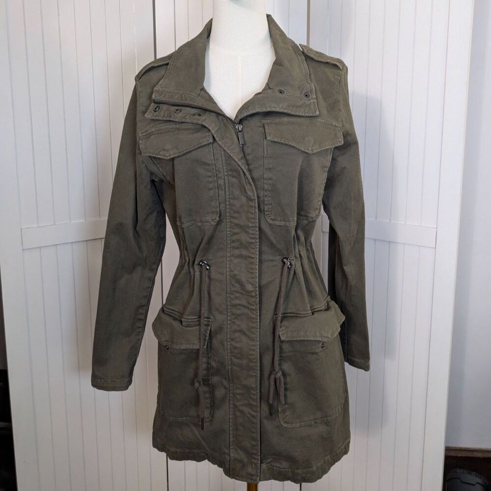 Bagatelle Utility Jacket Olive Green Anorak Drawstring Waist Sz M